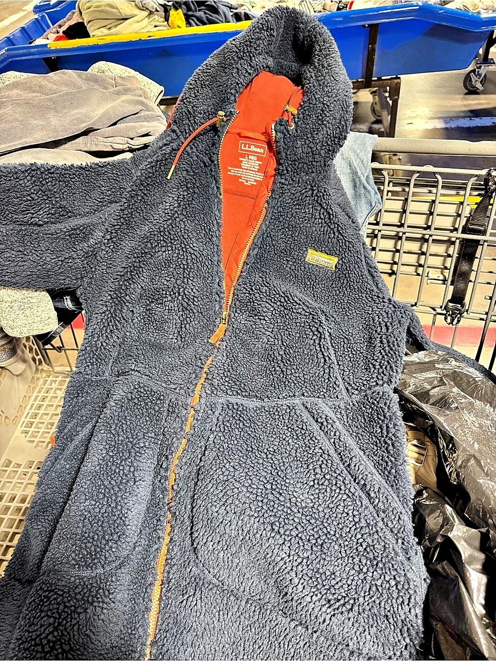 Large.Large.Bean Sherpa Fleece Hooded Vest Gray Large